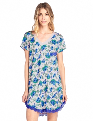Casual Nights Women's Rayon Short Sleeve Floral Dorm Sleepwear Nightshirt - Pink - Please use our size chart to determine which size will fit you best, if your measurements fall between two sizes we recommend ordering a larger size as most people prefer their sleepwear a little looser. Medium: Measures US Size 2-4, Chests/Bust 32"-34"Large: Measures US Size 6-8, Chests/Bust 35-36"X-Large: Measures US Size 10-12, Chests/Bust 37-38"XX-Large: Measures US Size 14-16, Chests/Bust 39-40"TYou'll love slipping into This Short Sleeve Nightgown Shirt from Casual Nights thats made of a breathable soft Rayon spanx fabric which feels great to touch and even greater to wear. Sleep nightshirt features; fun prints and patterns, V-neck, cap sleeves, mid thigh length measures Approx. 34" inches from shoulder to hem. rounded hem with lace trim for th extra fancy feminine touch. Wear it alone or with pajama shorts or pants. Excellent gift idea for any occasion. 