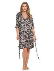 Casual Nights Women's Sleepwear 2 Piece Rayon Nightgown and Robe Set - Grey Leopard