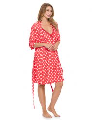 Casual Nights Women's Sleepwear 2 Piece Rayon Nightgown and Robe Set - Red Polka Dot