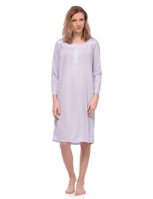 Casual Nights Women's Long Sleeve Dot Nightgown - Purple - Size recommendation: Size Medium (4-6) Large (8-10) X-Large (12-14) XX-Large (16-18), Order one size up For a more Relaxed FitHit the sack in total comfort with this Soft and lightweightCotton BlendNightgown, FeaturesSquareneck,Approximately 38" from shoulder to hem,long sleeves, 5 button closure, detailed with lace and ribbon for an extra feminine touch. A comfortable fit perfect for sleeping or lounging around.