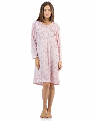 Casual Nights Women's Floral Pintucked Long Sleeve Nightgown - Pink - Size recommendation: Size Medium (4-6) Large (8-10) X-Large (12-14) XX-Large (16-18), Order one size up For a more Relaxed FitHit the sack in total comfort with this Soft and lightweight Cotton Blend Nightgown, Features round neck, Approximately 38" inches from shoulder to hem, long sleeves, 5 button closure, detailed with lace, satin ribbon, pin-tucked detail for an extra feminine touch. A comfortable fit perfect for sleeping or lounging around.