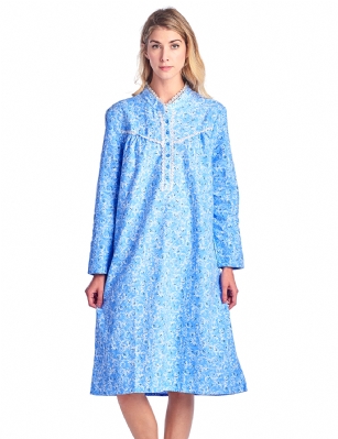 Casual Nights Women's Flannel Floral Long Sleeve Nightgown - Blue - Please use our size chart to determine which size will fit you best, if your measurements fall between two sizes we recommend ordering a larger size as most people prefer their sleepwear a little looser. Medium: Measures US Size 68, Chests/Bust 35-36" Large: Measures US Size 8-10, Chests/Bust 37-38" X-Large: Measures US Size 12-14, Chests/Bust 39-40" XX-Large: Measures US Size 16, Chests/Bust 41-42" 3X-Large: Measures US Size 18, Chests/Bust 42-44" Hit the sack in total comfort with this Soft and lightweight Cotton Flannel Nightgown, Features Round neck, Approximately 38" from shoulder to hem, long sleeves, 6 button closure, detailed with lace and Stitching for an extra feminine touch. A comfortable fit perfect for sleeping or lounging around. 