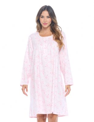 Casual Nights Women's Flannel Floral Long Sleeve Nightgown - Pink Floral - Please use our size chart to determine which size will fit you best, if your measurements fall between two sizes we recommend ordering a larger size as most people prefer their sleepwear a little looser. Medium: Measures US Size 68, Chests/Bust 35-36" Large: Measures US Size 8-10, Chests/Bust 37-38" X-Large: Measures US Size 12-14, Chests/Bust 39-40" XX-Large: Measures US Size 16, Chests/Bust 41-42" 3X-Large: Measures US Size 18, Chests/Bust 42-44" Hit the sack in total comfort with this Soft and lightweight Cotton Flannel Nightgown, Features Round neck, Approximately 38" from shoulder to hem, long sleeves, 6 button closure, detailed with lace and Stitching for an extra feminine touch. A comfortable fit perfect for sleeping or lounging around. 