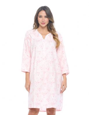 Casual Nights Women's Flannel Floral Long Sleeve Nightgown - Pink - Please use our size chart to determine which size will fit you best, if your measurements fall between two sizes we recommend ordering a larger size as most people prefer their sleepwear a little looser. Medium: Measures US Size 68, Chests/Bust 35-36" Large: Measures US Size 8-10, Chests/Bust 37-38" X-Large: Measures US Size 12-14, Chests/Bust 39-40" XX-Large: Measures US Size 16, Chests/Bust 41-42" 3X-Large: Measures US Size 18, Chests/Bust 42-44" Hit the sack in total comfort with this Soft and lightweight Cotton Flannel Nightgown, Features Round neck, Approximately 42" from shoulder to hem, long sleeves, 6 button closure, detailed with lace and Stitching for an extra feminine touch. A comfortable fit perfect for sleeping or lounging around. 