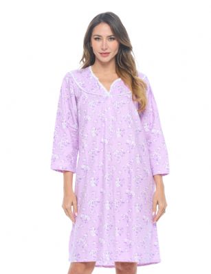 Casual Nights Women's Flannel Floral Long Sleeve Nightgown - Purple - Please use our size chart to determine which size will fit you best, if your measurements fall between two sizes we recommend ordering a larger size as most people prefer their sleepwear a little looser. Medium: Measures US Size 68, Chests/Bust 35-36" Large: Measures US Size 8-10, Chests/Bust 37-38" X-Large: Measures US Size 12-14, Chests/Bust 39-40" XX-Large: Measures US Size 16, Chests/Bust 41-42" 3X-Large: Measures US Size 18, Chests/Bust 42-44" Hit the sack in total comfort with this Soft and lightweight Cotton Flannel Nightgown, Features Round neck, Approximately 42" from shoulder to hem, long sleeves, 6 button closure, detailed with lace and Stitching for an extra feminine touch. A comfortable fit perfect for sleeping or lounging around. 