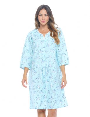 Casual Nights Women's Flannel Floral Long Sleeve Nightgown - Blue - Please use our size chart to determine which size will fit you best, if your measurements fall between two sizes we recommend ordering a larger size as most people prefer their sleepwear a little looser. Medium: Measures US Size 68, Chests/Bust 35-36" Large: Measures US Size 8-10, Chests/Bust 37-38" X-Large: Measures US Size 12-14, Chests/Bust 39-40" XX-Large: Measures US Size 16, Chests/Bust 41-42" 3X-Large: Measures US Size 18, Chests/Bust 42-44" Hit the sack in total comfort with this Soft and lightweight Cotton Flannel Nightgown, Features Round neck, Approximately 42" from shoulder to hem, long sleeves, 6 button closure, detailed with lace and Stitching for an extra feminine touch. A comfortable fit perfect for sleeping or lounging around. 