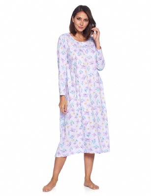 Casual Nights Women's Long Floral & Lace Henley Nightgown - Purple - This lightweight and comfortable Long Sleeve Nightgown for ladies from the Casual Nights Loungewear and Sleepwear robes Collection,  in beautiful feminine floral print pattern design. this easy to wear Pullover Nightdress is made of 55% Cotton/45% Poly fabric,  The sleep dress Features: Long sleeves with ruffled cuffs, fancy lace detail at neck, 2 button closer with satin bow ribbon. Mid calf length approx. 50 Shoulder to hem. This lounge wear muumuu dress has a relaxed comfortable fit and comes in regular and plus sizes S, M, L, XL, 2X, 3X, 4X. All year winter and summer versatile multi uses, wear around the house as relaxed home day waltz dress, a sleepshirt dress, Our sleep robe gowns is perfect to use for maternity, labor/delivery, hospital gown. Makes a perfect Mothers Day gift for your loved ones, mom, older women or elderly grandmother. Even beautiful and comfortable enough for everyday use around the house.  Please use our size chart to determine which size will fit you best, if your measurements fall between two sizes, we recommend ordering a larger size as most people prefer their sleepwear a little looser. <