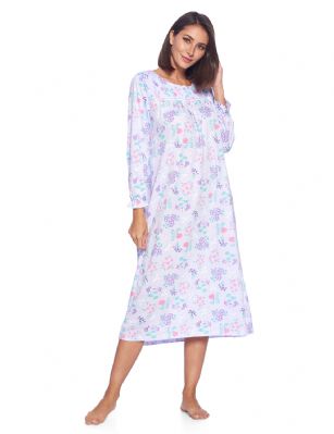 Casual Nights Women's Long Floral & Lace Henley Nightgown - Purple - This lightweight and comfortable Long Sleeve Nightgown for ladies from the Casual Nights Loungewear and Sleepwear robes Collection,  in beautiful feminine floral print pattern design. this easy to wear Pullover Nightdress is made of 55% Cotton/45% Poly fabric,  The sleep dress Features: Long sleeves with ruffled cuffs, fancy lace detail at neck, 2 button closer with satin bow ribbon. Mid calf length approx. 50 Shoulder to hem. This lounge wear muumuu dress has a relaxed comfortable fit and comes in regular and plus sizes S, M, L, XL, 2X, 3X, 4X. All year winter and summer versatile multi uses, wear around the house as relaxed home day waltz dress, a sleepshirt dress, Our sleep robe gowns is perfect to use for maternity, labor/delivery, hospital gown. Makes a perfect Mothers Day gift for your loved ones, mom, older women or elderly grandmother. Even beautiful and comfortable enough for everyday use around the house.  Please use our size chart to determine which size will fit you best, if your measurements fall between two sizes, we recommend ordering a larger size as most people prefer their sleepwear a little looser. <