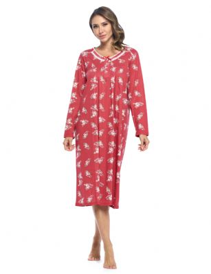 Casual Nights Women's Long Floral & Lace Henley Nightgown - Berry Floral - This lightweight and comfortable Long Sleeve Nightgown for ladies from the Casual Nights Loungewear and Sleepwear robes Collection,  in beautiful feminine floral print pattern design. this easy to wear Pullover Nightdress is made of 55% Cotton/45% Poly fabric,  The sleep dress Features: Long sleeves, fancy lace detail at neck, pintucked yolk, 4 button closure with satin bow ribbon. Mid calf length approx. 50 Shoulder to hem. This lounge wear muumuu dress has a relaxed comfortable fit and comes in regular and plus sizes S, M, L, XL, 2X, 3X, 4X. All year winter and summer versatile multi uses, wear around the house as relaxed home day waltz dress, a sleepshirt dress, Our sleep robe gowns is perfect to use for maternity, labor/delivery, hospital gown. Makes a perfect Mothers Day gift for your loved ones, mom, older women or elderly grandmother. Even beautiful and comfortable enough for everyday use around the house.  Please use our size chart to determine which size will fit you best, if your measurements fall between two sizes, we recommend ordering a larger size as most people prefer their sleepwear a little looser. <