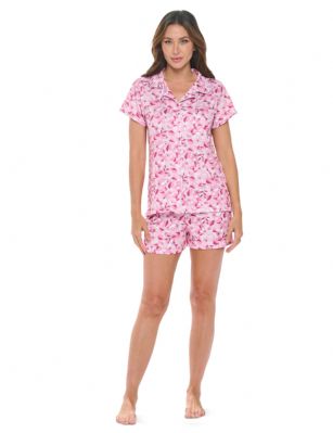 Casual Nights Women's Super Soft Pajamas Set, Short Sleeve Button Down Shirt with Pants PJ Shorts Set with Pockets - Floral Pink - Soft and lightweight Rayon Knit Pajamas in a fun prints and patterns, coziest pajamas you'll ever own. Features Button down closure with notch collar, matching easy pull on pajama pants with elastic waistband for added comfort, These pj's offer comfortable straight fit perfect for sleeping or curling up on the couch to watch a movie.Please use our size chart to determine which size will fit you best, if your measurements fall between two sizes we recommend ordering a larger size as most people prefer their sleepwear a little looser.Medium: Measures US Size 2-4, Chests/Bust 32"-34" Large: Measures US Size 4-6, Chests/Bust 34-35" X-Large: Measures US Size 8-10, Chests/Bust 35-36" XX-Large: Measures US Size 10-12, Chests/Bust 37"-38.5" 