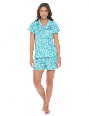 Casual Nights Women's Super Soft Pajamas Set, Short Sleeve Button Down Shirt with Pants PJ Shorts Set with Pockets - Ditsy Floral Green - Soft and lightweight Rayon Knit Pajamas in a fun prints and patterns, coziest pajamas you'll ever own. Features Button down closure with notch collar, matching easy pull on pajama pants with elastic waistband for added comfort, These pj's offer comfortable straight fit perfect for sleeping or curling up on the couch to watch a movie.Please use our size chart to determine which size will fit you best, if your measurements fall between two sizes we recommend ordering a larger size as most people prefer their sleepwear a little looser.Medium: Measures US Size 2-4, Chests/Bust 32"-34" Large: Measures US Size 4-6, Chests/Bust 34-35" X-Large: Measures US Size 8-10, Chests/Bust 35-36" XX-Large: Measures US Size 10-12, Chests/Bust 37"-38.5" 