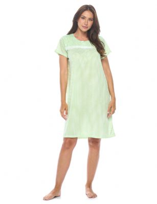Casual Nights Women's Super Soft Yummy Nightshirt, Short Sleeve Nightgown, Night Dress with Fun Prints & Patterns - Mint Diamond Dot - This softest lightweight short sleeve Nightgown for ladies from the Casual Nights Loungewear and Sleepwear robes Collection, in beautiful feminine Bright Solid & floral print pattern design. This easy to wear Pullover Nightdress is made of the softest 95% polyester and 5% elastane material, This sleep dress Features: Henley-Style with a scoop neckline, 2 Button closure, short cap sleeves, detailed with lace, ribbon and trimming with front bow for an extra fancy touch. Mid calf length approx. 38-39 Shoulder to hem. This lounge wear muumuu dress has a relaxed comfortable fit and comes in regular and plus sizes M, L, XL, 2X, All year winter and summer versatile multi uses, wear around to bed as Pj's or lounging the house as relaxed home day waltz dress, a sleepshirt dress, Our sleep robe gowns is perfect to use for maternity, labor/delivery, hospital gown. Makes a perfect Mothers Day gift for your loved ones, mom, older women or elderly grandmother. Even beautiful and comfortable enough for everyday use around the house. Please use our size chart to determine which size will fit you best, if your measurements fall between two sizes, we recommend ordering a larger size as most people prefer their sleepwear a little looser. Medium: Measures US Size 6-8 -, Chests/Bust 35"-36" Large: Measures US Size 10-12, Chests/Bust 37-38" X-Large: Measures US Size 14-16, Chests/Bust 38.5-40" XX-Large: Measures US Size 18-20, Chests/Bust 41.5-43"