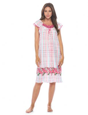 Casual Nights Women's Super Soft Yummy Nightshirt, Short Sleeve Nightgown, Night Dress with Fun Prints & Patterns - Pink Painted Dots - This softest lightweight short sleeve Nightgown for ladies from the Casual Nights Loungewear and Sleepwear robes Collection, in beautiful feminine Bright Solid & floral print pattern design. This easy to wear Pullover Nightdress is made of the softest 95% polyester and 5% elastane material, this sleep dress Features: Henley-Style with a scoop neckline, short sleeves, with detailed lace trimming yolk and satin bow added for an extra feminine touch. Mid-calf length approx. 38-39 Shoulder to hem. This lounge wear muumuu dress has a relaxed comfortable fit and comes in regular and plus sizes M, L, XL, 2X, all year winter and summer versatile multi uses, wear around to bed as Pj's or lounging the house as relaxed home day waltz dress, a sleepshirt dress, Our sleep robe gowns is perfect to use for maternity, labor/delivery, hospital gown. Makes a perfect Mothers Day gift for your loved ones, mom, older women, or elderly grandmother. Even beautiful and comfortable enough for everyday use around the house. Please use our size chart to determine which size will fit you best, if your measurements fall between two sizes, we recommend ordering a larger size as most people prefer their sleepwear a little looser. Medium: Measures US Size 6-8 -, Chests/Bust 35"-36" Large: Measures US Size 10-12, Chests/Bust 37-38" X-Large: Measures US Size 14-16, Chests/Bust 38.5-40" XX-Large: Measures US Size 18-20, Chests/Bust 41.5-43"