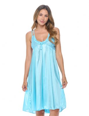 Casual Nights Women's Satin Lace Camisole Nightgown - Light Blue - You'll love slipping into this gown designed in silky satin fabric witha Sexy pattern, FeaturesV-Neck,lace and Flatteringbow accentthat lend a feminine flair. A Lightweight, flowing fabric that keeps your sleepwear comfortable and stylish.