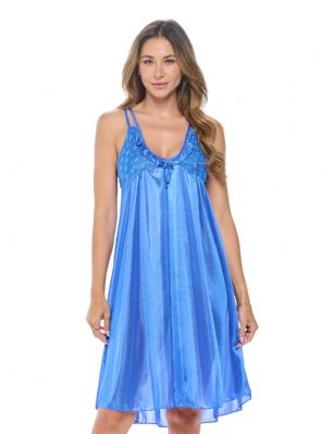Casual Nights Women's Satin Lace Camisole Nightgown - Navy - You'll love slipping into this gown designed in silky satin fabric witha Sexy pattern, FeaturesV-Neck,lace and Flatteringbow accentthat lend a feminine flair. A Lightweight, flowing fabric that keeps your sleepwear comfortable and stylish.