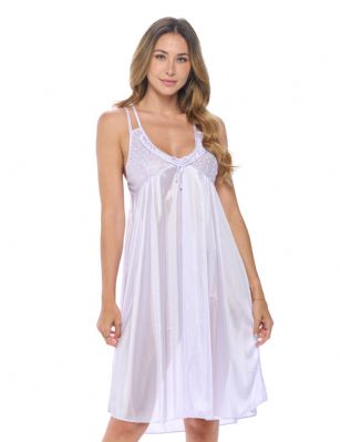 Casual Nights Women's Satin Lace Camisole Nightgown - Purple - You'll love slipping into this gown designed in silky satin fabric witha Sexy pattern, FeaturesV-Neck,lace and Flatteringbow accentthat lend a feminine flair. A Lightweight, flowing fabric that keeps your sleepwear comfortable and stylish.