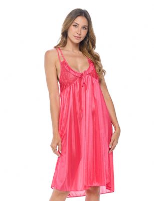 Casual Nights Women's Satin Lace Camisole Nightgown - Red - You'll love slipping into this gown designed in silky satin fabric witha Sexy pattern, FeaturesV-Neck,lace and Flatteringbow accentthat lend a feminine flair. A Lightweight, flowing fabric that keeps your sleepwear comfortable and stylish.