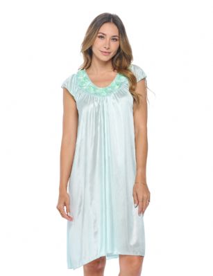Casual Nights Women's Cap Sleeve Rose Satin Tricot Nightgown - Green - You'll love slipping into this gown designed in silky satin fabric witha Sexy pattern, Featuring Cap sleeve, Rose accentthat lend a feminine flair. A Lightweight, flowing fabric that keeps your sleepwear comfortable and stylish.