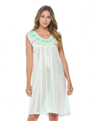 Casual Nights Women's Sleeveless Flower Satin Nightgown - Light Green - You'll love slipping into this gown designed in silky satin fabric witha Sexy pattern, Flower accent that lend a feminine flair. A Lightweight, flowing fabric that keeps your sleepwear comfortable and stylish.