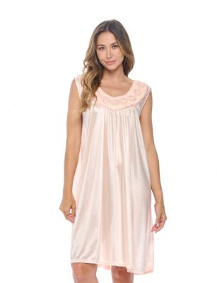 Casual Nights Women's Sleeveless Flower Satin Nightgown - Orange - You'll love slipping into this gown designed in silky satin fabric witha Sexy pattern, Flower accent that lend a feminine flair. A Lightweight, flowing fabric that keeps your sleepwear comfortable and stylish.