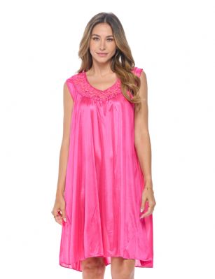 Casual Nights Women's Sleeveless Flower Satin Nightgown - Pink - You'll love slipping into this gown designed in silky satin fabric witha Sexy pattern, Flower accent that lend a feminine flair. A Lightweight, flowing fabric that keeps your sleepwear comfortable and stylish.