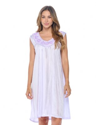 Casual Nights Women's Sleeveless Flower Satin Nightgown - Purple - You'll love slipping into this gown designed in silky satin fabric witha Sexy pattern, Flower accent that lend a feminine flair. A Lightweight, flowing fabric that keeps your sleepwear comfortable and stylish.