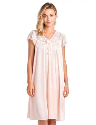 Casual Nights Women's Fancy Lace Neckline Silky Tricot Nightgown - Coral - if your measurements fall between two sizes we recommend ordering a larger size as most people prefer their sleepwear a little looser.You'll love slipping into this gown designed in silky satin fabric witha Sexy pattern, FeaturesV-Neck,lace and Flatteringbow accentthat lend a feminine flair. A Lightweight, flowing fabric that keeps your sleepwear comfortable and stylish.