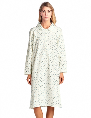 Casual Nights Women's Flannel Floral Long Sleeve Nightgown - Yellow Blue - Please use our size chart to determine which size will fit you best, if your measurements fall between two sizes we recommend ordering a larger size as most people prefer their sleepwear a little looser. Medium: Measures US Size 68, Chests/Bust 35-36" Large: Measures US Size 8-10, Chests/Bust 37-38" X-Large: Measures US Size 12-14, Chests/Bust 39-40" XX-Large: Measures US Size 16, Chests/Bust 41-42" 3X-Large: Measures US Size 18, Chests/Bust 42-44" Hit the sack in total comfort with this Soft and lightweight Cotton Flannel Nightgown, Features Round neck, Approximately 38" from shoulder to hem, long sleeves, 6 button closure, detailed with lace and Stitching for an extra feminine touch. A comfortable fit perfect for sleeping or lounging around. 