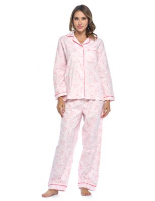 Casual Nights Women's Flannel Long Sleeve Button Down Pajama Set - Pink Floral - Please use our size chart to determine which size will fit you best, if your measurements fall between two sizes we recommend ordering a larger size as most people prefer their sleepwear a little looser.Small: Measures US Size 4-6, Chests/Bust 35-38" Medium: Measures US Size 8-10, Chests/Bust 37-40" Large: Measures US Size 12-14, Chests/Bust 38-42" X-Large: Measures US Size 14-16, Chests/Bust 42-44" XX-Large: Measures US Size 16-18, Chests/Bust 44-46" 3X-Large: Measures US Size 22, Chests/Bust 46-484X-Large: Measures US Size 24, Chests/Bust 50-54"Soft and lightweight Flannel Pajamas in a fun paisley pattern, coziest pajamas you'll ever own. Features Button down closure, Lace And Ribbon finish, elastic drawstring waist. These pjs offer comfortable straight fit perfect for sleeping or curling up on the couch to watch a movie.