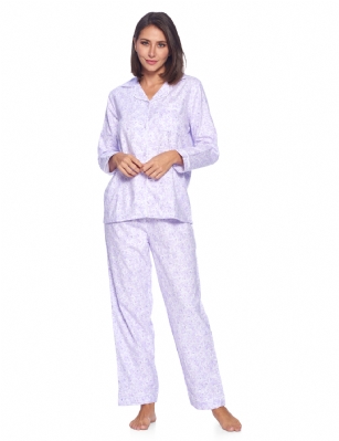 Casual Nights Women's Flannel Long Sleeve Button Down Pajama Set ...