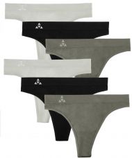 Balanced Tech Women's Seamless Thong Panties 6-Pack - Grey/Charcoal/Black