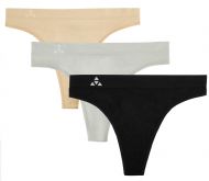 Balanced Tech Women's Seamless Thong Panties 3 Pack - Black/Nude/Gray