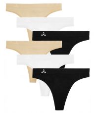 Balanced Tech Women's Seamless Thong Panties 6-Pack - Black/White/Nude