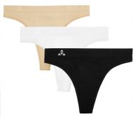 Balanced Tech Women's Seamless Thong Panties 3 Pack - Black/White/Nude
