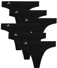 Balanced Tech Women's Seamless Thong Panties 6-Pack - Solid Black