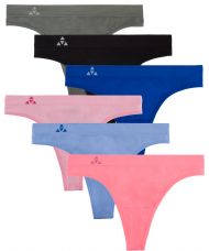Balanced Tech Women's Seamless Thong Panties 6-Pack - Spring Bouquet