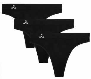Balanced Tech Women's Seamless Thong 3 Pack - Black - This 3 Pack seamless Thongs From Balanced Tech is made from lightweight 92% Nylon/8% Elastane fabric that's super soft and comfortable and provides anti-odor and Breathability that moves moisture away from the body and QUICK DRY moisture control technology ensures fast drying, Four-Way Stretch conforms to the body for excellent support, plus the Seamless-style underwear to ensure Comfort While minimizing visible panty lines. This economical 3-pack is a smart investment for any woman's active attire collection.
