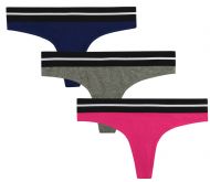 Balanced Tech Women's Active Cotton Thongs Panty 3 Pack - Pink/H. Grey/Navy