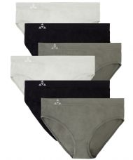 Balanced Tech Women's Seamless Bikini Panties 6-Pack - Grey/Charcoal/Black