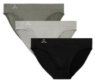 Balanced Tech Women's 3 Pack Seamless Low-Rise Bikini Panties - Black/Charcoal/Grey