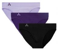 Balanced Tech Women's 3 Pack Seamless Low-Rise Bikini Panties - Blackberry/Black/Violet