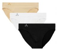Balanced Tech Women's 3 Pack Seamless Low-Rise Bikini Panties - Black/White/Nude