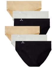 Balanced Tech Women's Seamless Bikini Panties 6-Pack - Black/Nude/Gray