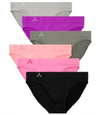 Balanced Tech Women's 6 Pack Seamless Low-Rise Bikini Panties - Prism