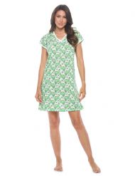 Casual Nights Women's Cotton Floral Short Sleeve Nightgown - Green