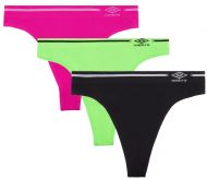 Umbro Women's Seamless Thong Panties 3 Pack - Pink Glo/Green Gecko Assorted