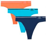 Umbro Women's Seamless Thong Panties 3 Pack - Nasturium/Blue Assorted
