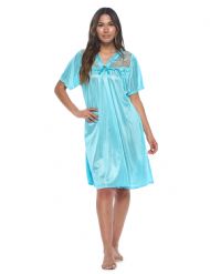 Casual Nights Women's Fancy Lace Neckline Silky Tricot Nightgown - Teal