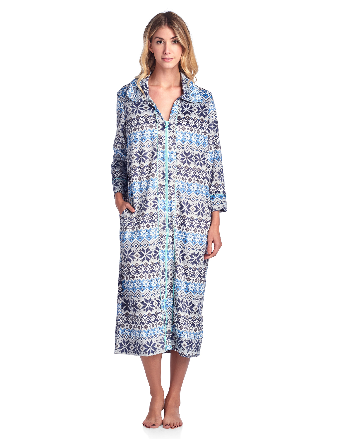 Ashford & Brooks Women's Long Zip Up Mink Fleece Lounger Robe - Fair ...