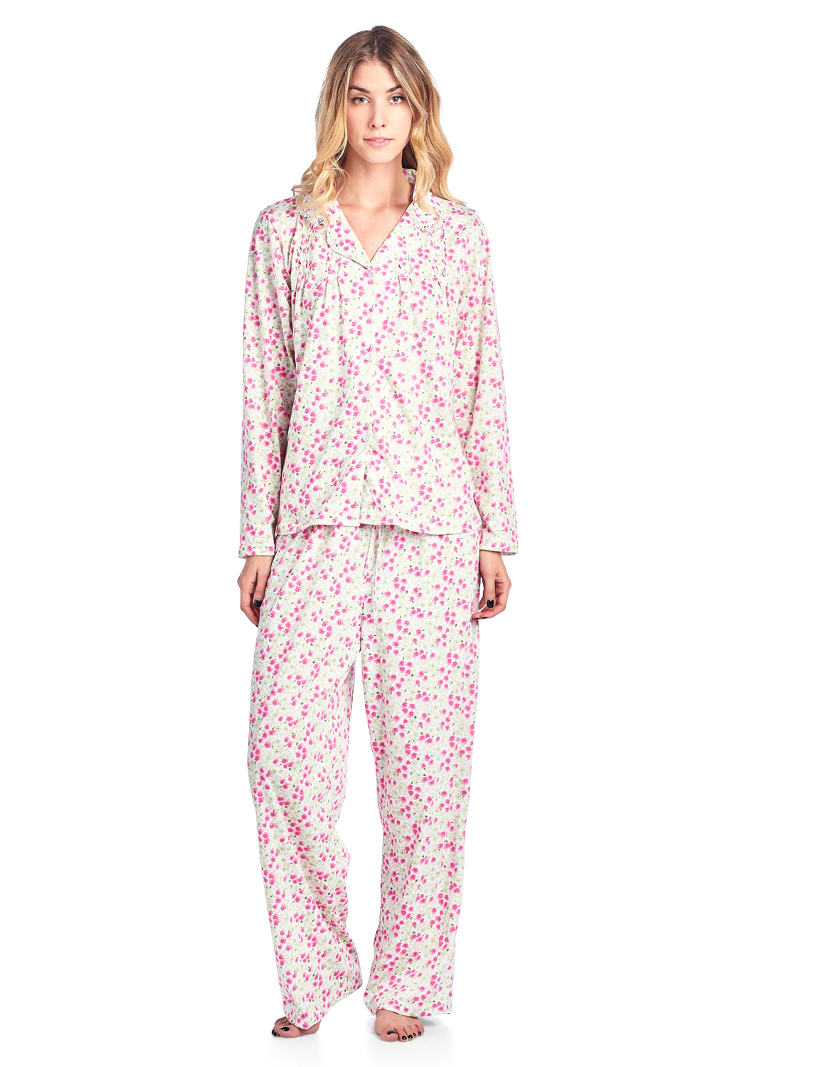 Pink discount floral pajamas